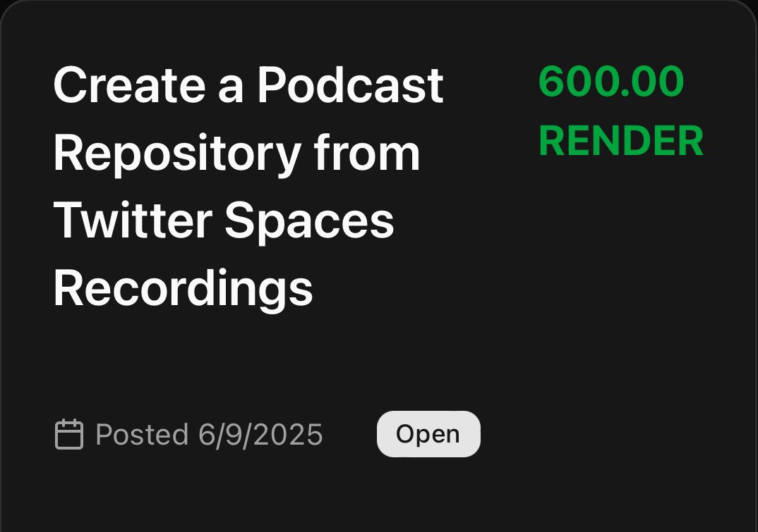 Cryptotobias_'s tweet image. I am extremely bullish on the new $RENDER initiative: “bounties”.
I have applied to this one, and will be doing some in depth posts about the process if I get the job.
@rendernetwork has an awesome community of talented people, this will be big.