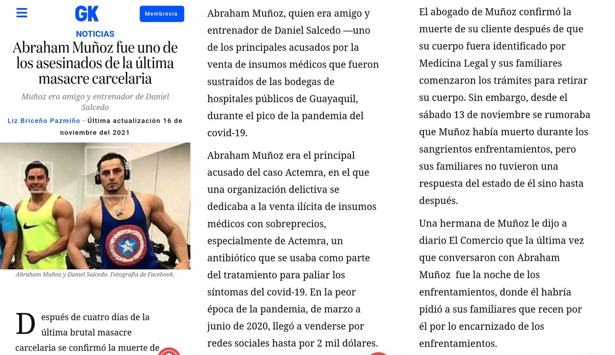 DDHHJustice's tweet photo. A Abraham Muñoz le cayó el Karm4, lo as3sin4ron 13 noviembre 2021 en una maT4nzA dentro d la Penit3nciaria del Litoral, todo en el Gobierno d @Lenin Moreno, se rumoraba q lo mandar0n a dar Chich4rrón xq se había acogido al programa d testigo @FiscaliaEcuador.
#RepartodeHospitales https://t.co/Ul2R5a16k6