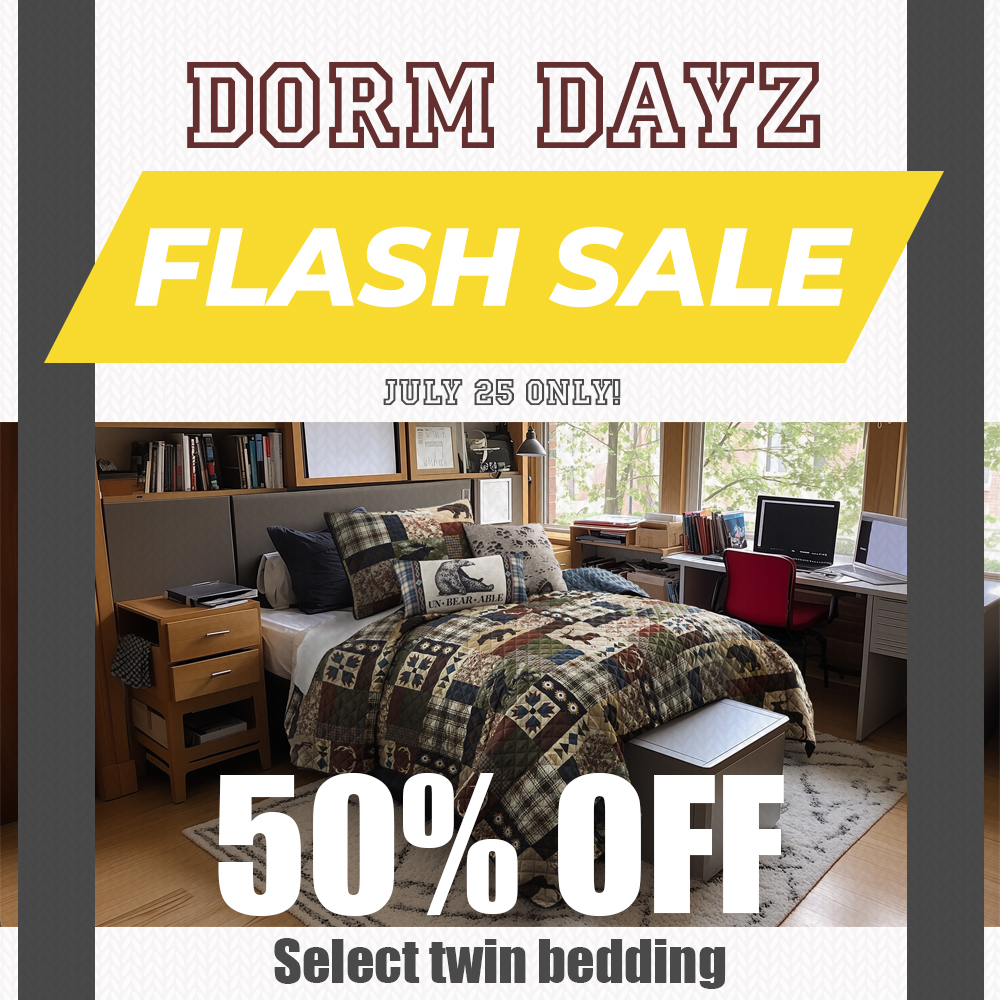 DonnaSharpQuilt's tweet photo. Shop our ONE DAY ONLY DORM DAY SALE for 50% Off Select Twin Bedding. 
Shop: https://t.co/odCo0r2j0X https://t.co/ZHdiCCp9tO