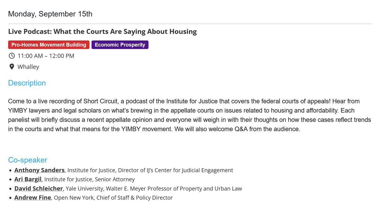 Short Circuit (@shortcircuit_ij) on Twitter photo Short Circuit is coming to <a href="/YIMBYtown/">YIMBYtown</a> 2025! A live podcast recording w/ <a href="/ProfSchleich/">David Schleicher</a> <a href="/andrewdfine/">Andrew Fine</a> & <a href="/AriBFla/">Ari Bargil</a> & <a href="/IJSanders/">Anthony Sanders</a>, in New Haven, CT on Sept 15. We'll highlight recent housing cases & where the courts are on allowing people to build housing. Link to sign up to YT below! Short Circuit is coming to <a href="/YIMBYtown/">YIMBYtown</a> 2025! A live podcast recording w/ <a href="/ProfSchleich/">David Schleicher</a> <a href="/andrewdfine/">Andrew Fine</a> & <a href="/AriBFla/">Ari Bargil</a> & <a href="/IJSanders/">Anthony Sanders</a>, in New Haven, CT on Sept 15. We'll highlight recent housing cases & where the courts are on allowing people to build housing. Link to sign up to YT below!
