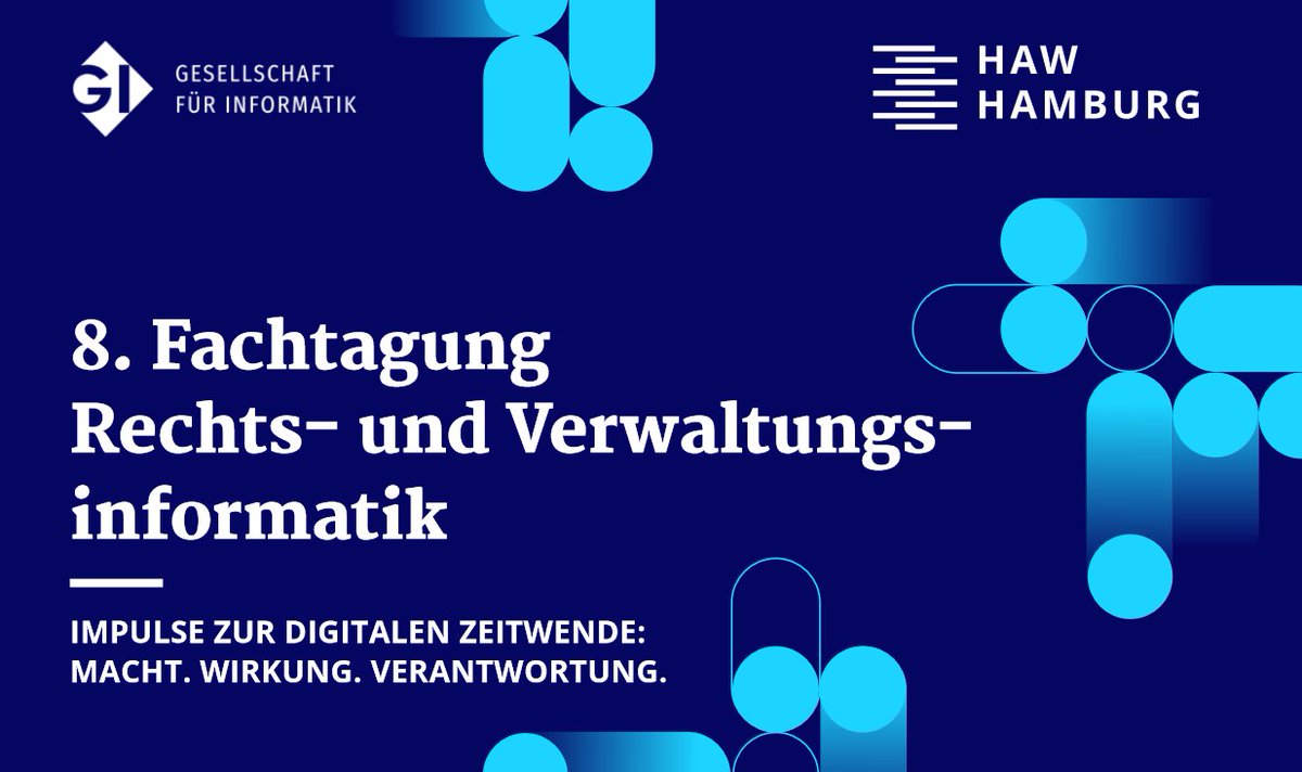 wi00194's tweet image. Heute besteht die letzte Gelegenheit, sich als Praktiker mit Praktikerbeitrag (Vortrag) an der GI Fachtagung #RVI2025 in #Hamburg zu beteiligen: fachtagung-rvi.de 

Umfang: Zielsetzung, Inhalte des Vortrags, Beitrag zur #Verwaltungsinformatik/#Rechtsinformatik; 1-2 Seiten