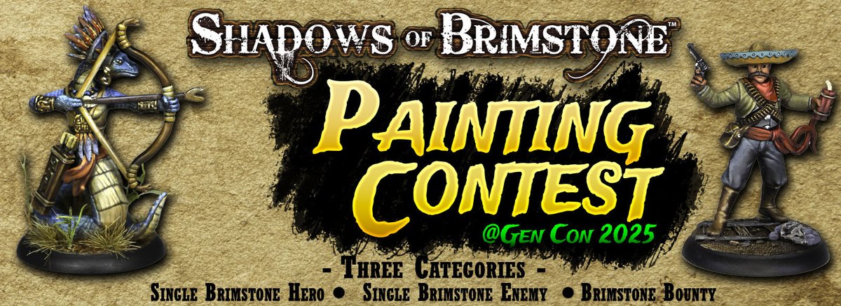 We are excited to see everyone at Gen Con next week! Booth #729 in the Exhibit Hall. At the booth, we have demos, previews, sales, events, paint 'n' take, and the painting contest.

Sunday, we present the Shadows of Brimstone Mega Game Event: Prison Break!

#gencon #boardgames