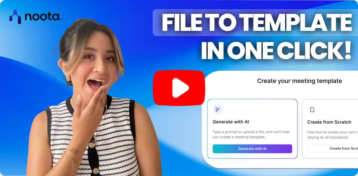New on Noota: Instant Report Generator

Upload a file or prompt → get a custom meeting report in seconds ⚡

🎥 Watch the demo:
EN: youtu.be/VNwErzEtQRQ
FR: youtu.be/xsibu3JYw90

Now live on your dashboard!
#AI #Productivity #Noota