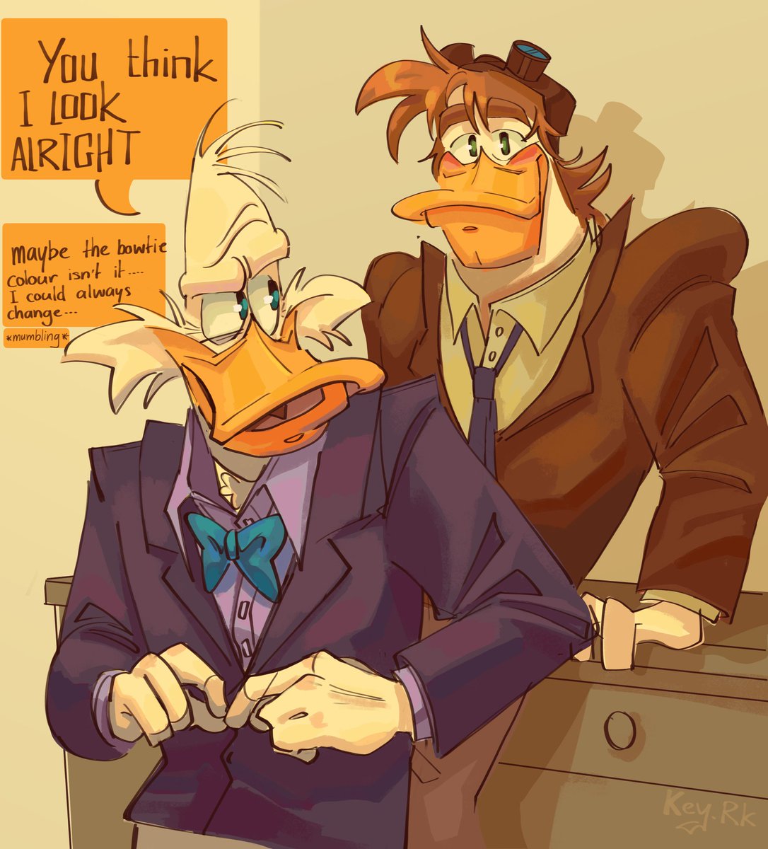 KeyRk_'s tweet image. I think about their suits in Clash Reunion a lot

Drake definitely changed a few times, so they&apos;ve been standing in the mirror for a WHILE. 

Lp is also not listening &amp;lt;3
#darkwingduck #drakemallard #launchpadmcquack #drakepad