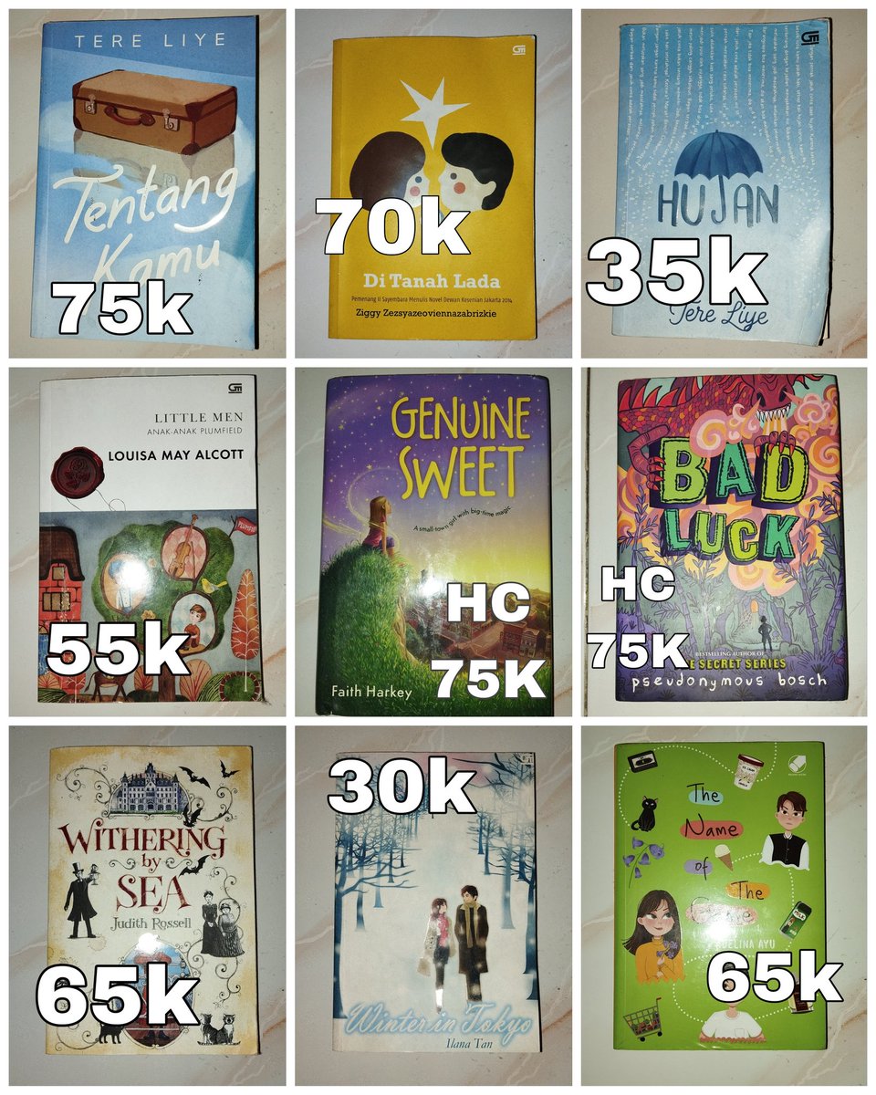 wavetoeartz's tweet photo. want to sell/WTS novel preloved &amp; new!! bisa nego yaahh😁😁😁 ak jual karena mau ngosongin rak bukuu☝☝ yang mau tanya condi bolee dm yahh🫰 https://t.co/7os56PZfou