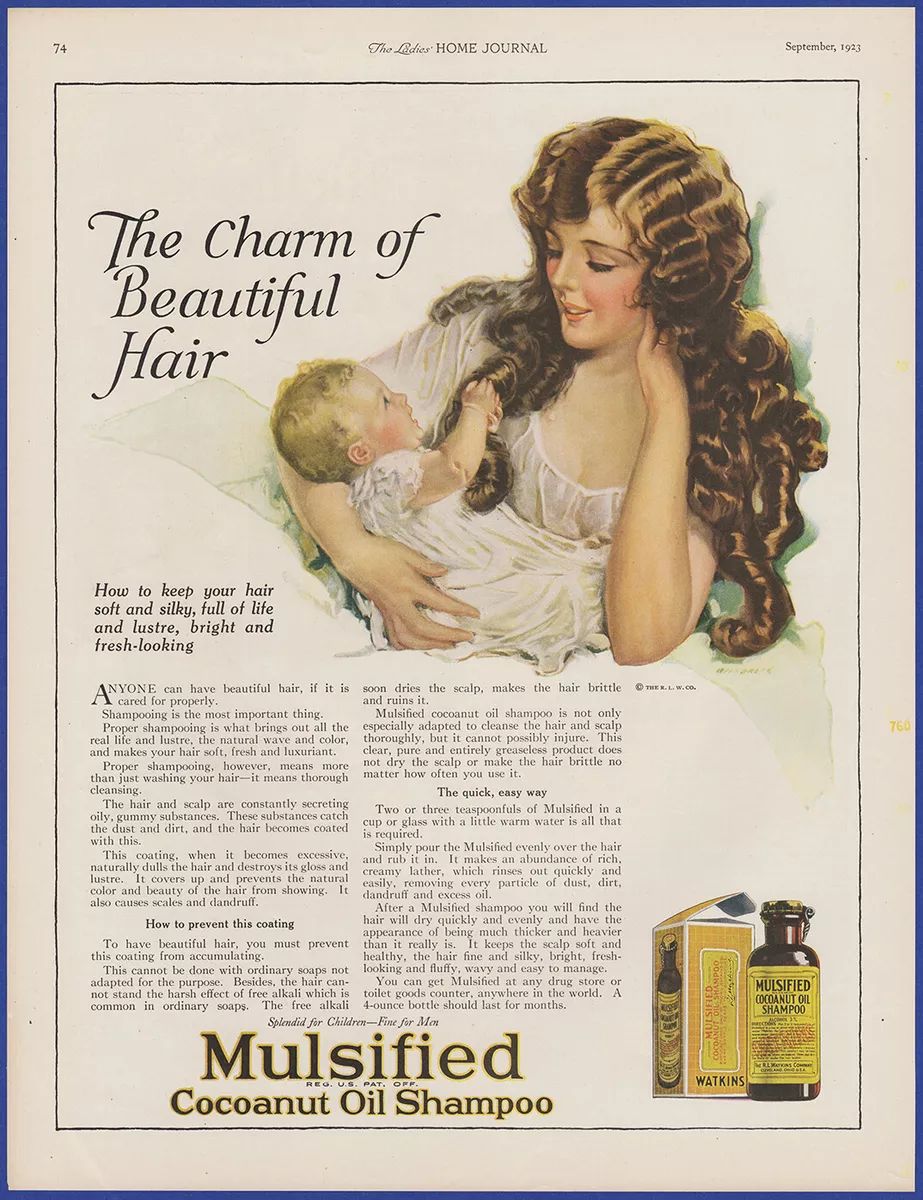 HeistingHistory's tweet image. An advertisement from January 28, 1924, promotes Mulsified Cocoanut Oil Shampoo for the proper way to care for your hair. The "Shampoo" industry today is a total Sham.