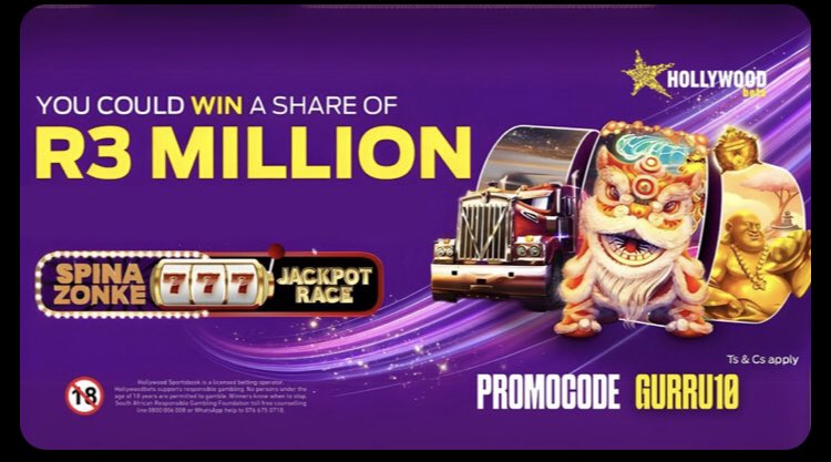 mtanaka_mfundis's tweet image. You could WIN a share of R3 million ,don’t miss out and join the spina zonke Jackpot race and win big Hollywoodbets
#HollywoodbetsSignIn