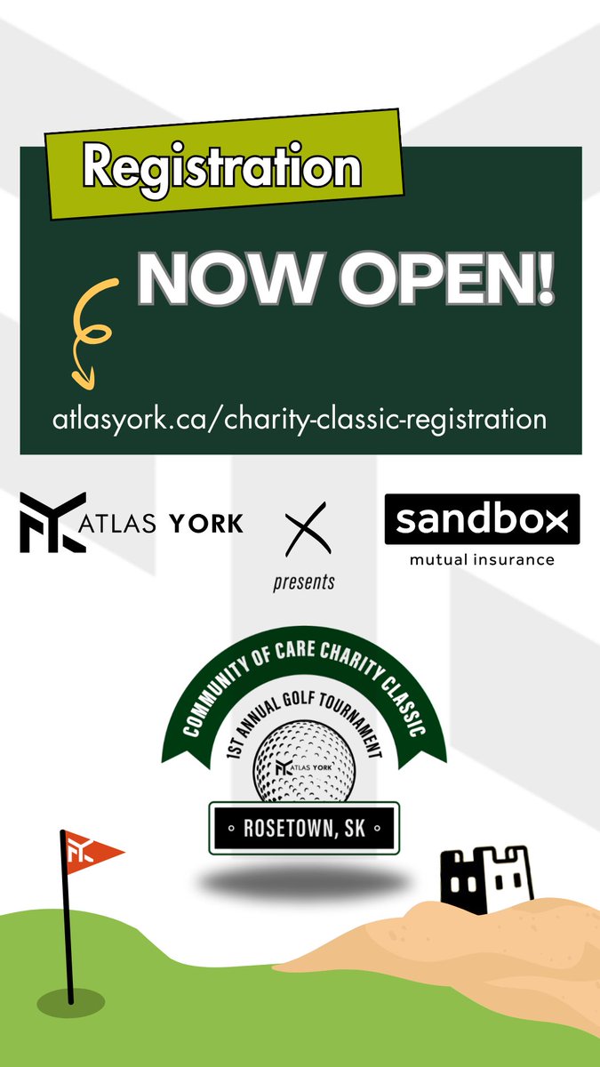 Atlas_York's tweet photo. Registration is NOW OPEN for the Community of Care Charity Classic on August 7th!
We are more than 30% sold out.
👉 Register now as an individual or team:
https://t.co/Ou1IcXwrwg
-Rosetown Golf Course
-Lunch at 12:00 PM
-Shotgun start 1:00 PM
#AtlasYork #GolfTournament https://t.co/ZRy1Y1C7RW