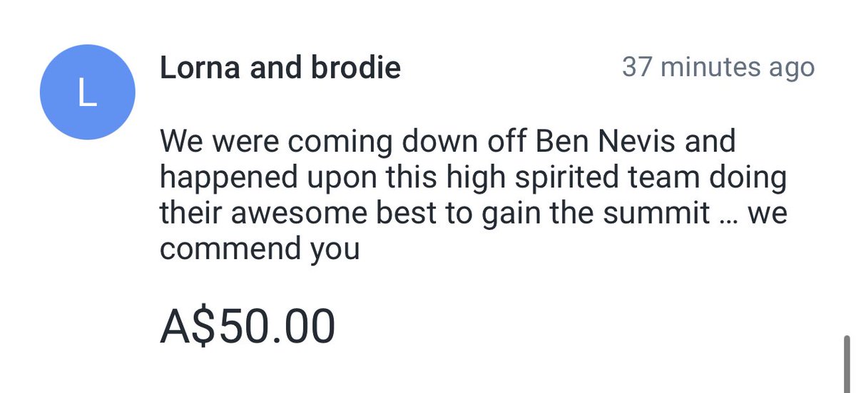 If by the power of the internet Lorna and Brodie see this, THANK YOU! 
I think we’ll class this as a global donation! 🤝