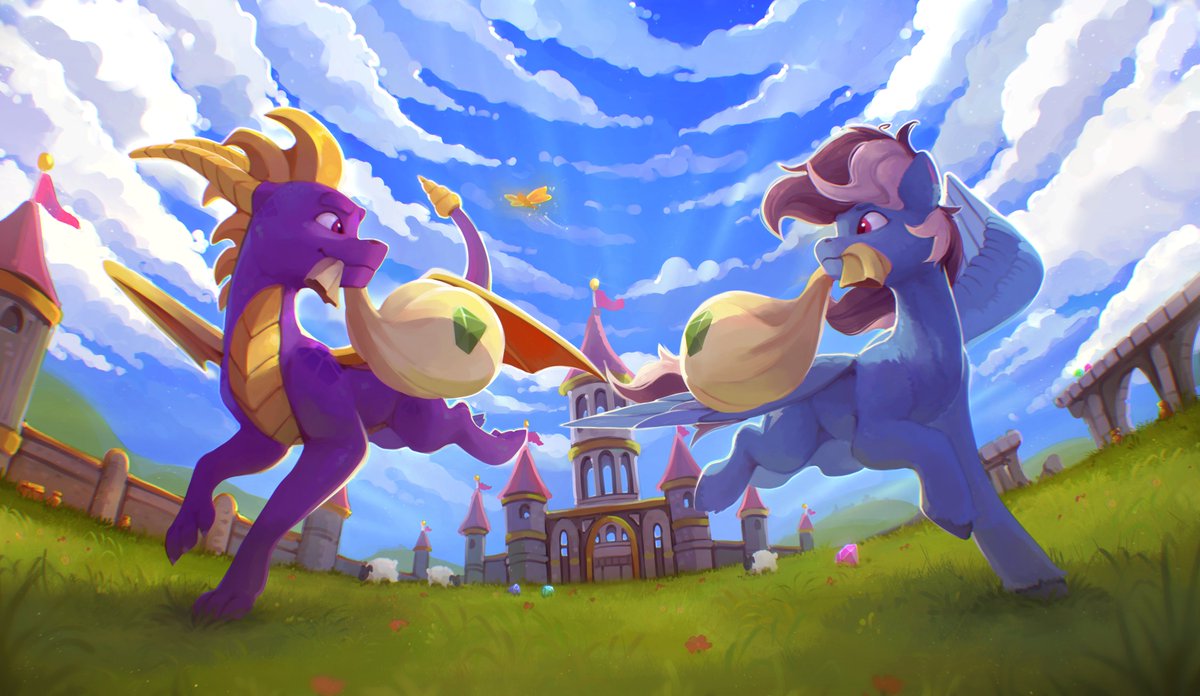 Commission for <a href="/comboreckless/">reckless</a> 🦎💙

#mylittlepony #mlpart #spyro #spyrothedragon