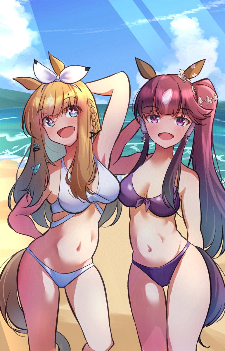 tak2310777's tweet image. #ウマ娘
#アーモンドアイ
#ラッキーライラック
2015年組の水着！