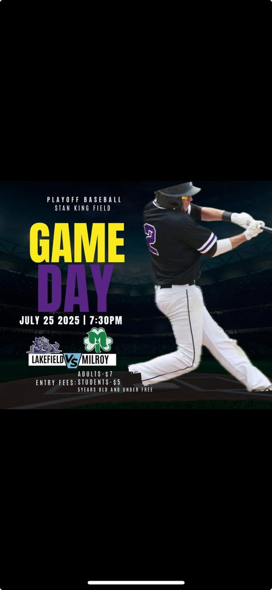 It’s game 2 tonight of our potential 3-game series against <a href="/MilroyIrish/">Milroy Irish</a>. The concession stand will have pork loins for $6 and a pork loin meal with chips and a drink for $10!! Come on out and support your Lakefield Frogs!