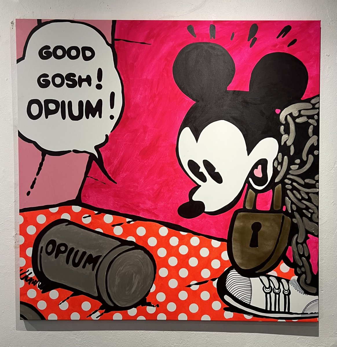 This awesome large canvas came home to us from being on display at a Gordon Ramsay restaurant recently #mickey #canvas #goodgosh - pureevilgallery.com/products/massi…