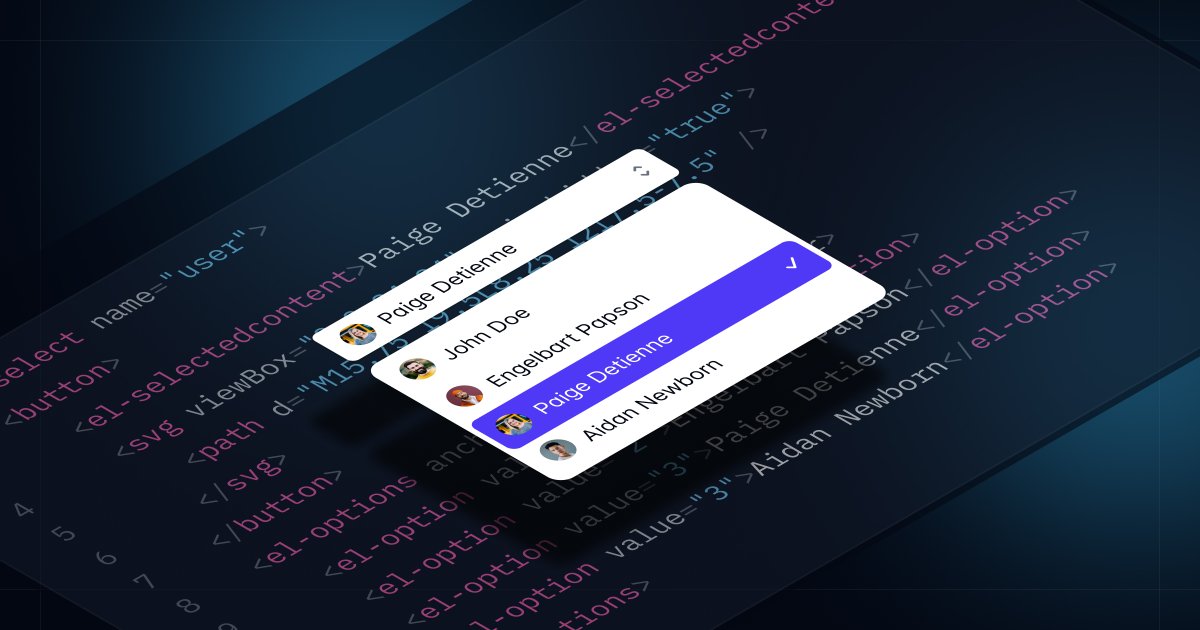We just released vanilla JavaScript support for all our UI blocks in Tailwind Plus! 🥳

To do this we've built a new JavaScript UI component library called Elements. It has no dependencies on JavaScript frameworks like React, and works with any modern stack — Rails, Laravel,