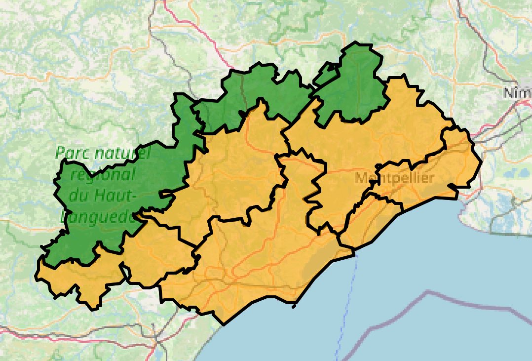 Prefet34's tweet image. 🔥🌳 Risque #incendie dans l’#Hérault le samedi 26 juillet
🟠 6 secteurs en risque incendie élevé
= accès déconseillés
= travaux autorisés de 5h à 12h sous réserve de dispositif de prévention et d’extinction
⚠️ Rappel ⤵️
🚭 Ne jetez pas vos mégots dans la nature
❌ Ni feu,…