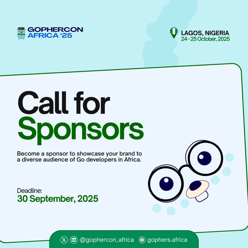 gophers_africa's tweet image. 🌍 We’re still looking for sponsors for GopherConAfrica2025 

Support the growing tech ecosystem in Africa and connect with a vibrant, diverse developer community.  Be part of something impactful👉
gophers.africa/#sponsors

#GopherConAfrica2025 #TechInAfrica