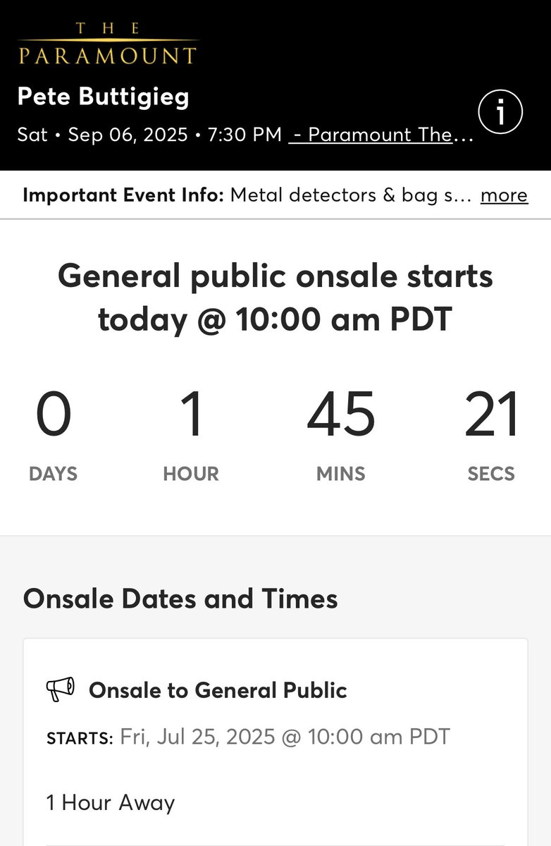 PeteReceipts's tweet image. Reminder that Pete has a live event in Seattle in September!! These tickets will go fast and the sale starts very soon! 👇