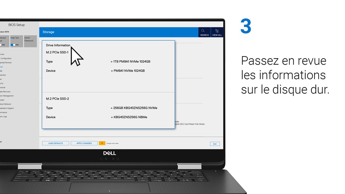 Windows ne se charge pas ou bien vous recevez un message d'erreur du disque dur ? 
La première étape consiste à vérifier si le BIOS de votre système détecte votre lecteur. 
Plus de détails ici 👉 dell.com/support/kbdoc/… 
Bon weekend 💐 #DellAstuces #Windows11 #SSD
