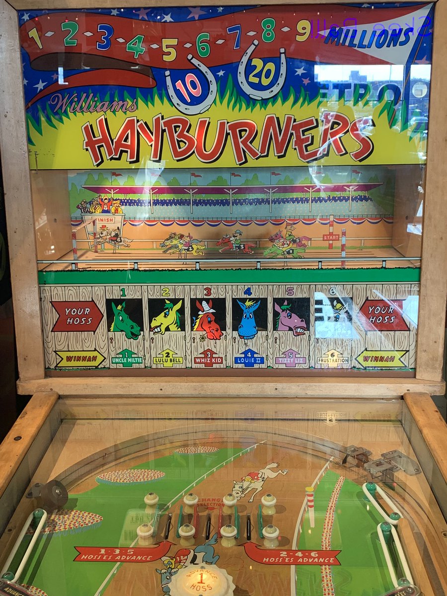 big__flan's tweet image. found horse race tests at the pinball arcade @snakesandrews
hitting the bumper with a horse’s number on it causes that horse to advance
losing the ball advances all horses