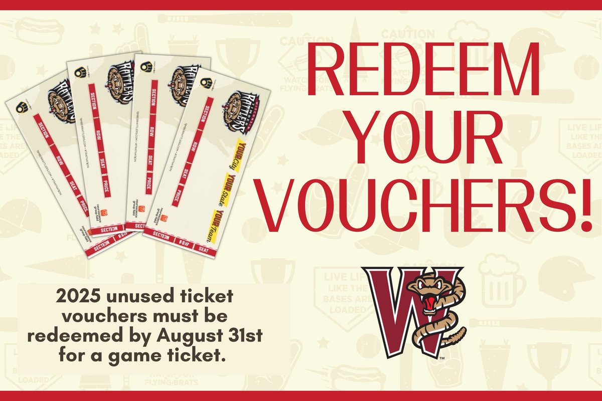 TimberRattlers's tweet image. ‼️Attention Timber Rattlers Fans‼️
This is your reminder to redeem any ticket vouchers you may have before the end of the 2025 regular season on August 31, 2025!
Redeem your vouchers online using the website listed on your voucher.
#tratnation