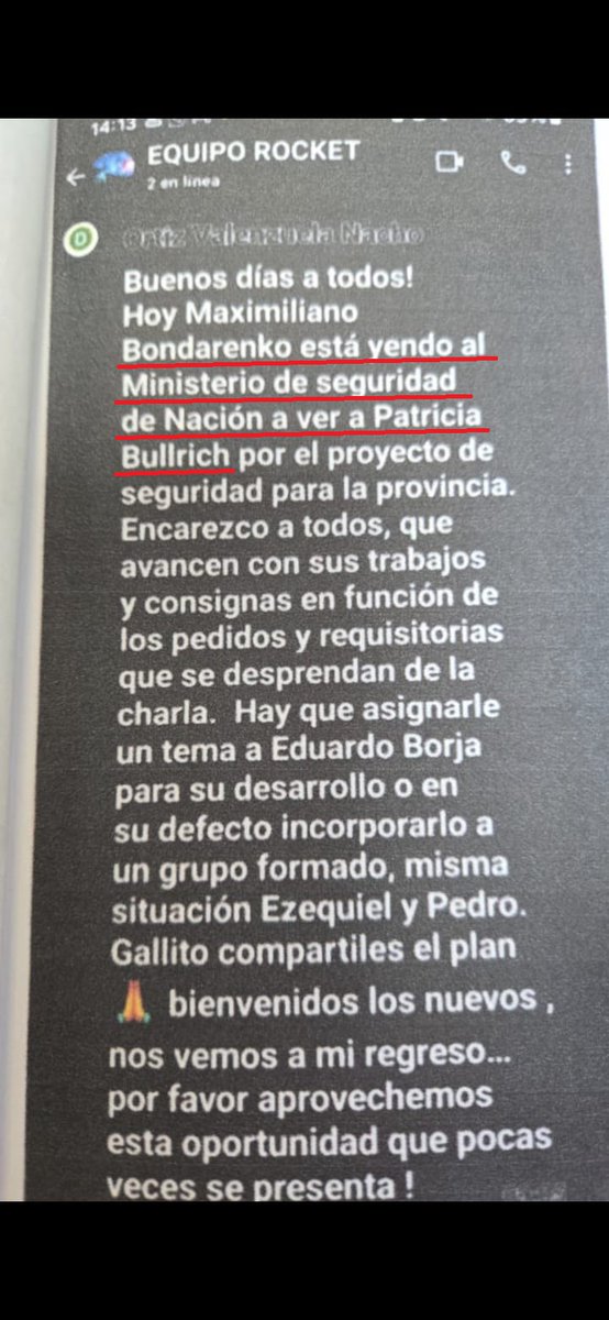MartnPeiretti1's tweet image. 🟥✅⚠️ Planeaban un golpe institucional contra Kicillof. Este es el grupo de WhatsApp de los 24 policías Bonaerenses que estaban armando un golpe contra Kicillof. Ahí festejaban las reuniones con Patricia Bullrich en el Ministerio de Seguridad. ¿Bullrich financió ésto?.