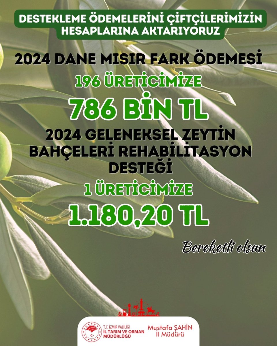 #DesteklemeÖdemeleri üreticilerimizin hesaplarına aktarılıyor.