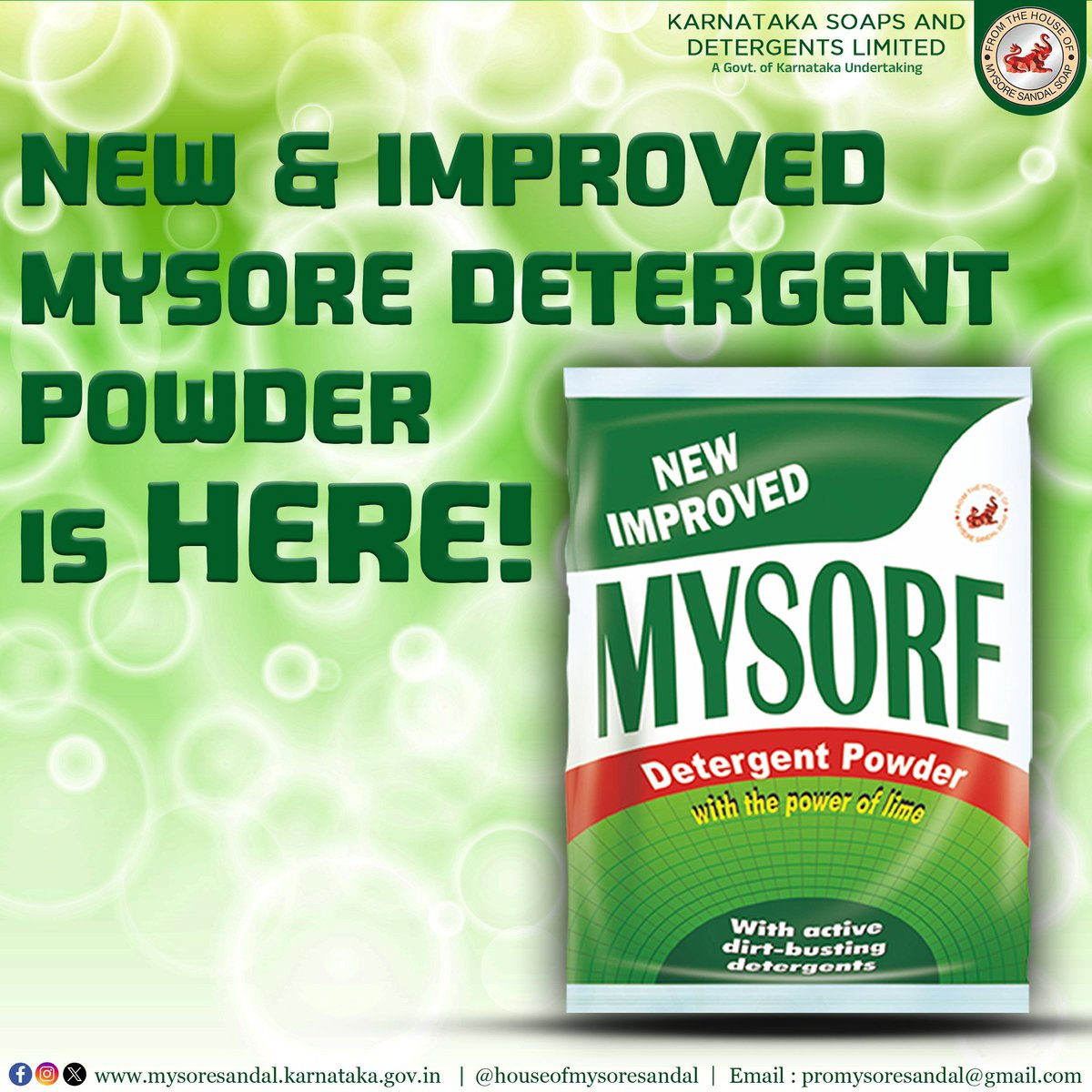MysoreSandalIn's tweet photo. Now with zesty lime and active dirt-busting agents, Mysore Detergent Powder delivers unbeatable freshness and powerful stain removal. For whiter whites, brighter colours, and citrus-fresh laundry-every single wash!
.
.
.
#KSDL #MysoreSandal #MysoreDetergent #DetergentPowder https://t.co/po2Z3uuZCD