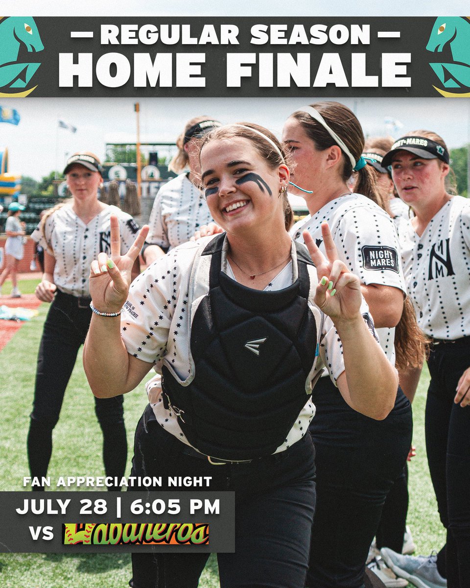 NightMares_SB's tweet image. It's the LAST time to watch Night Mares Softball during the 2025 regular season! 🥎
It's fan appreciation night! We will also be giving out Night Mares Trading Cards (presented by @MGEMadison)
Giddy up and get your seats before they’re gone ➡️ tinyurl.com/3knu54kh