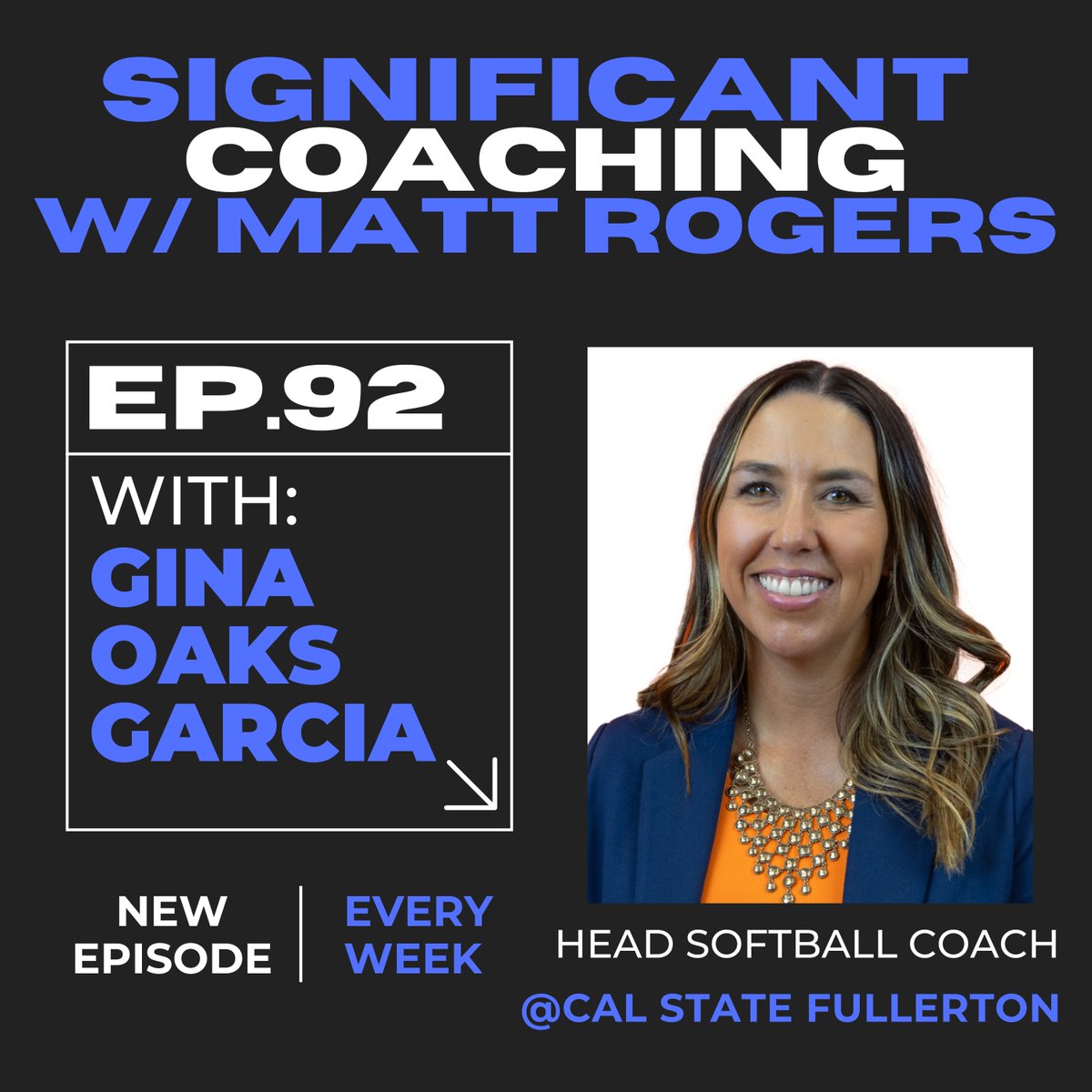 coachmattrogers's tweet image. 🚨 New #SignificantCoaching Podcast!
🎙️ Gina Oaks Garcia, Head SB Coach of Cal State Fullerton joins the show to talk D1 leadership & recruiting.
👉Listen now: coachmattrogers.com/podcast
⏰Part 2 on Monday!
#D1Softball #TheBigWest #LeadershipInAction @WeCOACH @NCAASoftball