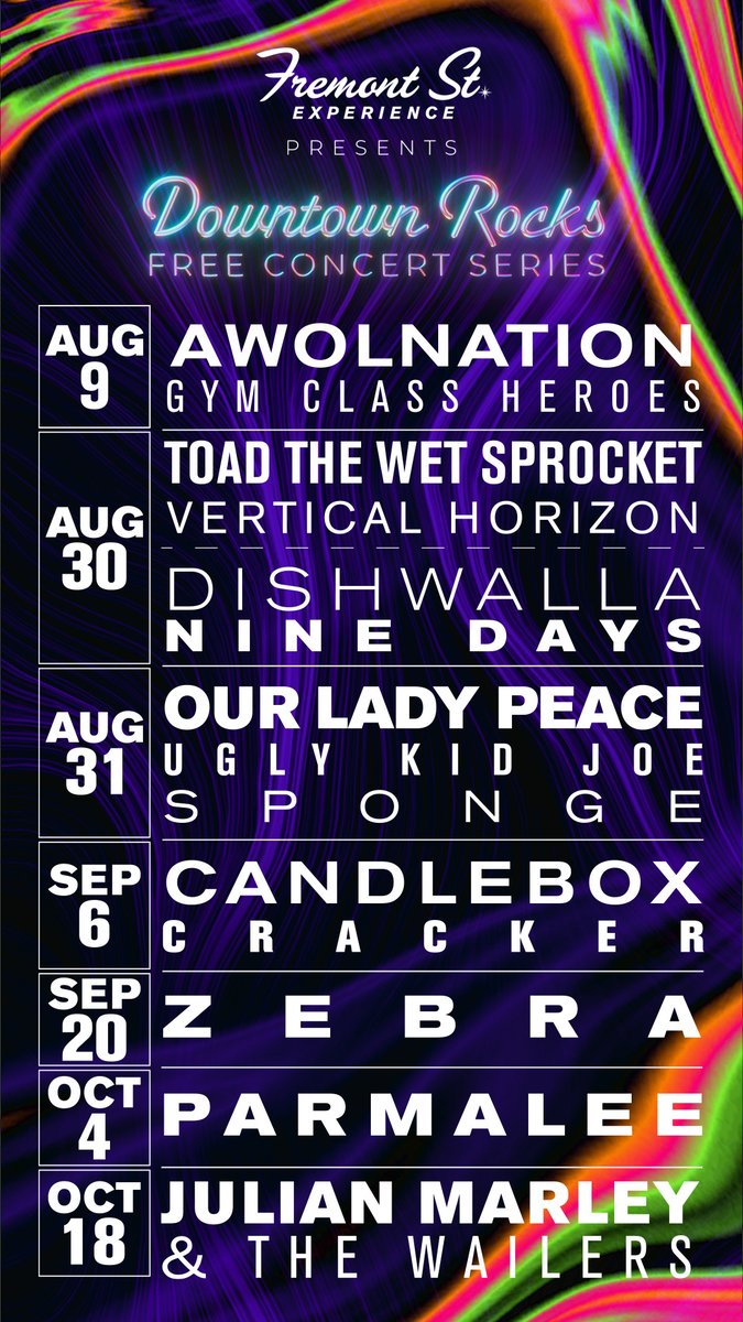4QueensLV's tweet image. 🎶 We’re almost at the halfway mark of our FREE Downtown Rocks summer concert series, but the party’s far from over! 🙌 There’s still a stacked lineup of amazing shows coming your way!☀️🎸
Tag your friends and let us know who are you most excited to see? 🎤⬇️
