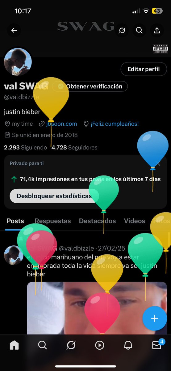 valdbizzle's tweet image. tengo globitos hermanas es mi cumpleaños 22😭