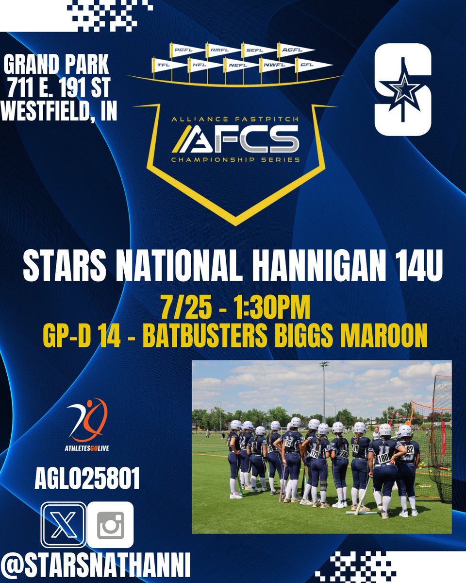 First day of Alliance 14u Nationals in Indiana! First game is scheduled, second game is TBD⭐️🥎
<a href="/thealliancefp/">The Alliance Fastpitch</a> <a href="/starsnationalfp/">Stars Organization</a> <a href="/StarsNatHanni/">Stars National Hannigan</a> <a href="/ExtraInningSB/">EXTRA INNING SOFTBALL</a> <a href="/CompleteGame/">Rob Crews</a>