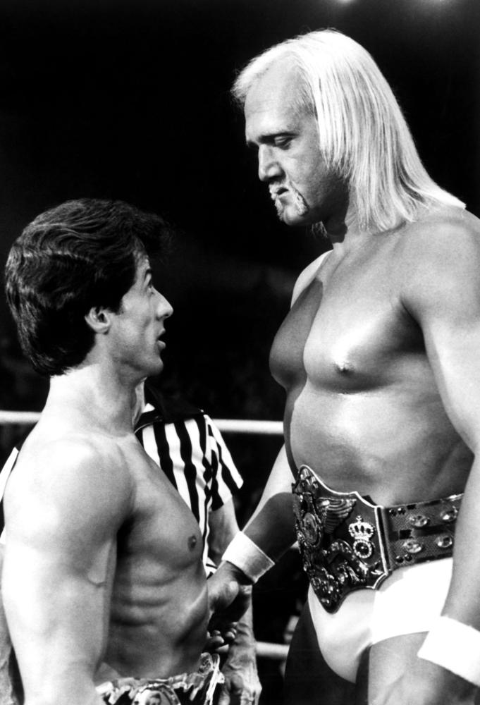 HDMOVIESOURCE's tweet image. Hulk Hogan appeared in Rocky III, released in 1982. He played the character Thunderlips, a larger-than-life professional wrestler who faces off against Rocky Balboa in a charity exhibition match. This was Hogan's first major film role and helped boost his fame beyond wrestling.