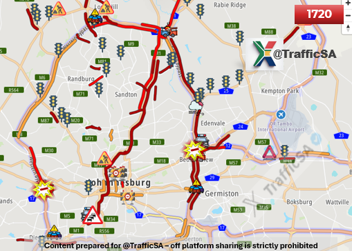 TrafficSA's tweet image. JHB - Live View:  HIGH VOLUMES going south