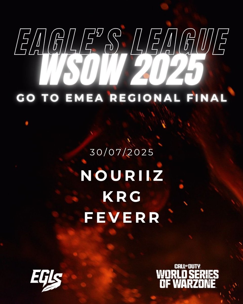 Update WSOW 2025.... 

<a href="/NouRiiZ57/">NouRiiZ</a> et ses coéquipiers <a href="/KRGwz_/">KRG</a> et <a href="/FeverrVLN/">Feverr</a> sont qualifiés pour la finale régionale EU du 30 juillet 2025  🔥

L’aventure continue 💥🇫🇷

#EGLS #WSOW