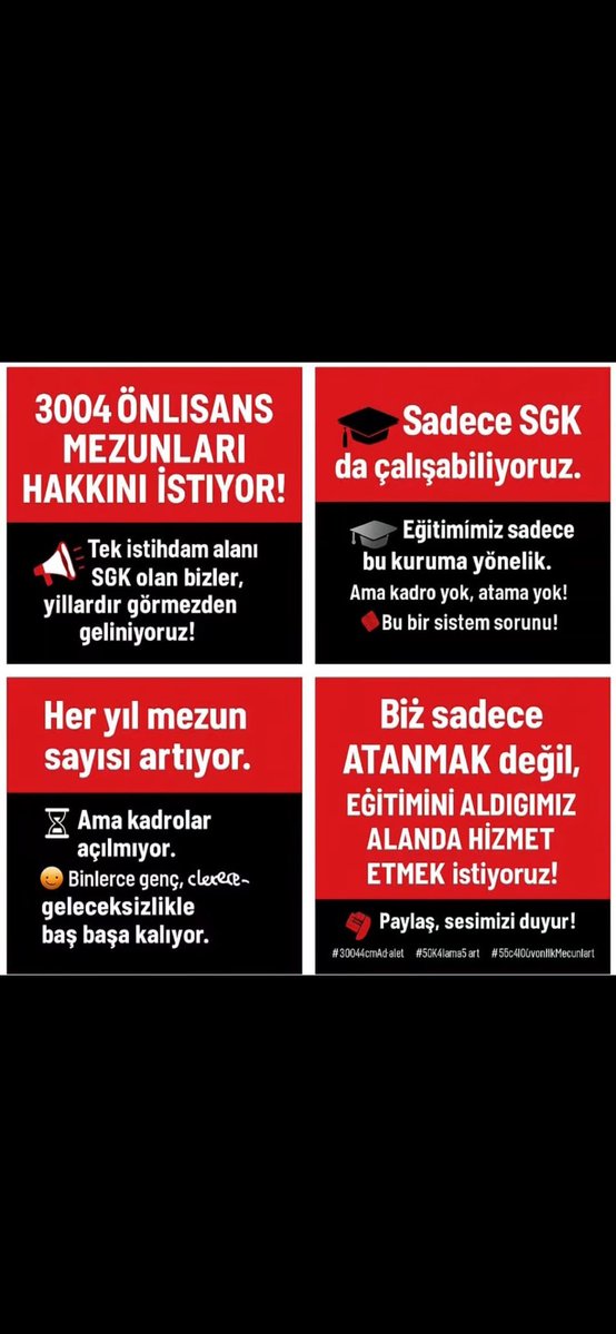 Seda Hanım (@susunbirazz) on Twitter photo <a href="/AhmetAYDIN_02/">Ahmet AYDIN</a> <a href="/necdetunuvar/">Necdet Ünüvar</a> 3004 önlisans Sosyal Güvenlik mezunları olarak aylardır istihdam bekliyoruz Sayın <a href="/AhmetAYDIN_02/">Ahmet AYDIN</a> sizlerden isteğimiz verilen atama kontenjanının büyük çoğunluğunun bu bölüme ayrılmasıdır çünkü bizlerin tek çalışma alanı bilindiği üzere Sosyal Güvenlik Kurumudur. <a href="/csgbakanligi/">T.C. Çalışma ve Sosyal Güvenlik Bakanlığı</a> <a href="/AhmetAYDIN_02/">Ahmet AYDIN</a> <a href="/necdetunuvar/">Necdet Ünüvar</a> 3004 önlisans Sosyal Güvenlik mezunları olarak aylardır istihdam bekliyoruz Sayın <a href="/AhmetAYDIN_02/">Ahmet AYDIN</a> sizlerden isteğimiz verilen atama kontenjanının büyük çoğunluğunun bu bölüme ayrılmasıdır çünkü bizlerin tek çalışma alanı bilindiği üzere Sosyal Güvenlik Kurumudur. <a href="/csgbakanligi/">T.C. Çalışma ve Sosyal Güvenlik Bakanlığı</a>