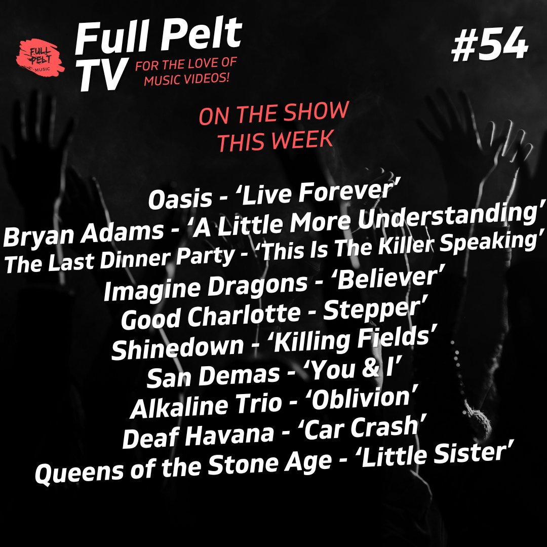fullpeltmusic's tweet image. It's Full Pelt TV time!
On the show this week - @oasis @bryanadams @lastdinnerparty @Imaginedragons @GoodCharlotte @Shinedown #sandemas @Alkaline_Trio @deafhavana & @qotsa
Watch on YouTube 👇
tinyurl.com/3uuadts6