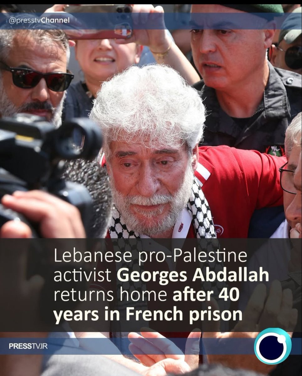 TrueTruth64's tweet image. After more than 40 years in prison in France, Georges Abdallah, a Lebanese pro-Palestine activist and the longest-held prisoner in Europe, has returned to his home country of Lebanon..🥲

#Israel_Enemy_of_Humanity #CurrysNinja #YourParty