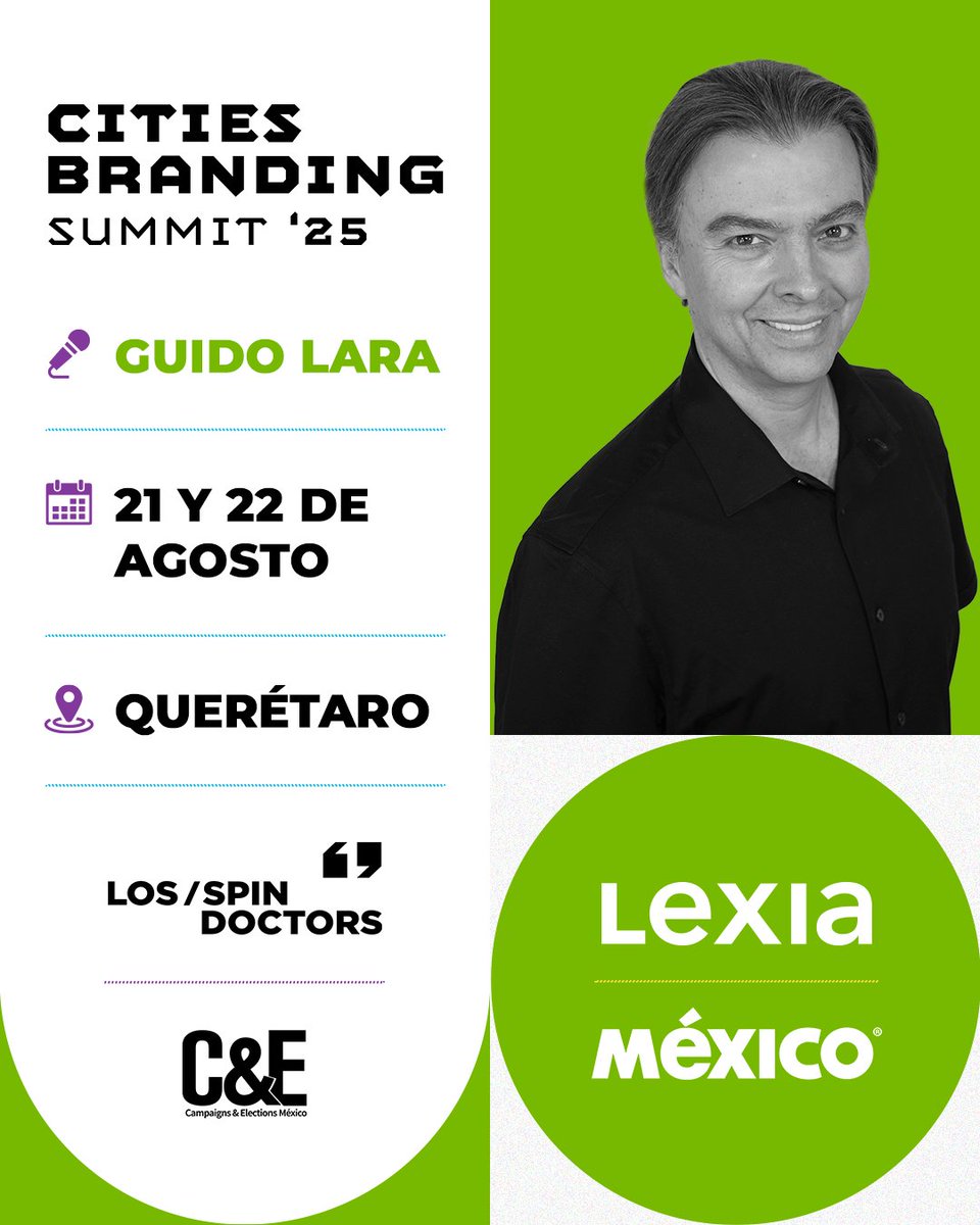 Descubre cómo países y ciudades construyen su identidad. En Cities Branding Summit, nuestro CEO <a href="/guidolara/">guido lara</a> compartirá su experiencia en la creación de #MarcaMéxico. 

📆 21 y 22 de agosto 
 📍 Querétaro 
 🎟️ Boletos en: ow.ly/lxVb50Wv0LU 

<a href="/CE_Mexico/">Campaigns&Elections</a>
