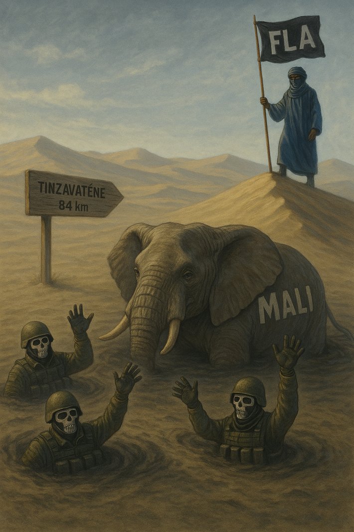 influhunter's tweet image. 🚨🇲🇱 : Un an après la bataille de Tinzawatène, la junte malienne et l'Africa Corps 🇷🇺 restent traumatisés et paralysés.
Le Front de libération de l'Azawad (FLA) domine encore le nord du pays, et les FAMA 🇲🇱 restent incapables d'y mener une opération.
Thread 🧵