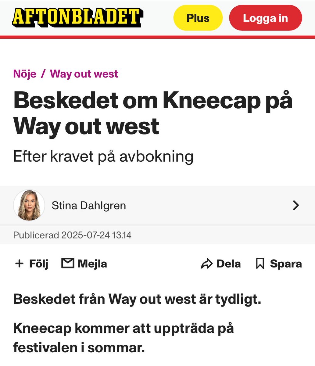 adamdanieli's tweet image. Huvudsponsor till Way out west är statliga SJ. Är det rimligt?
Här finns något att ta upp med styrelsen, @larshjalmered.