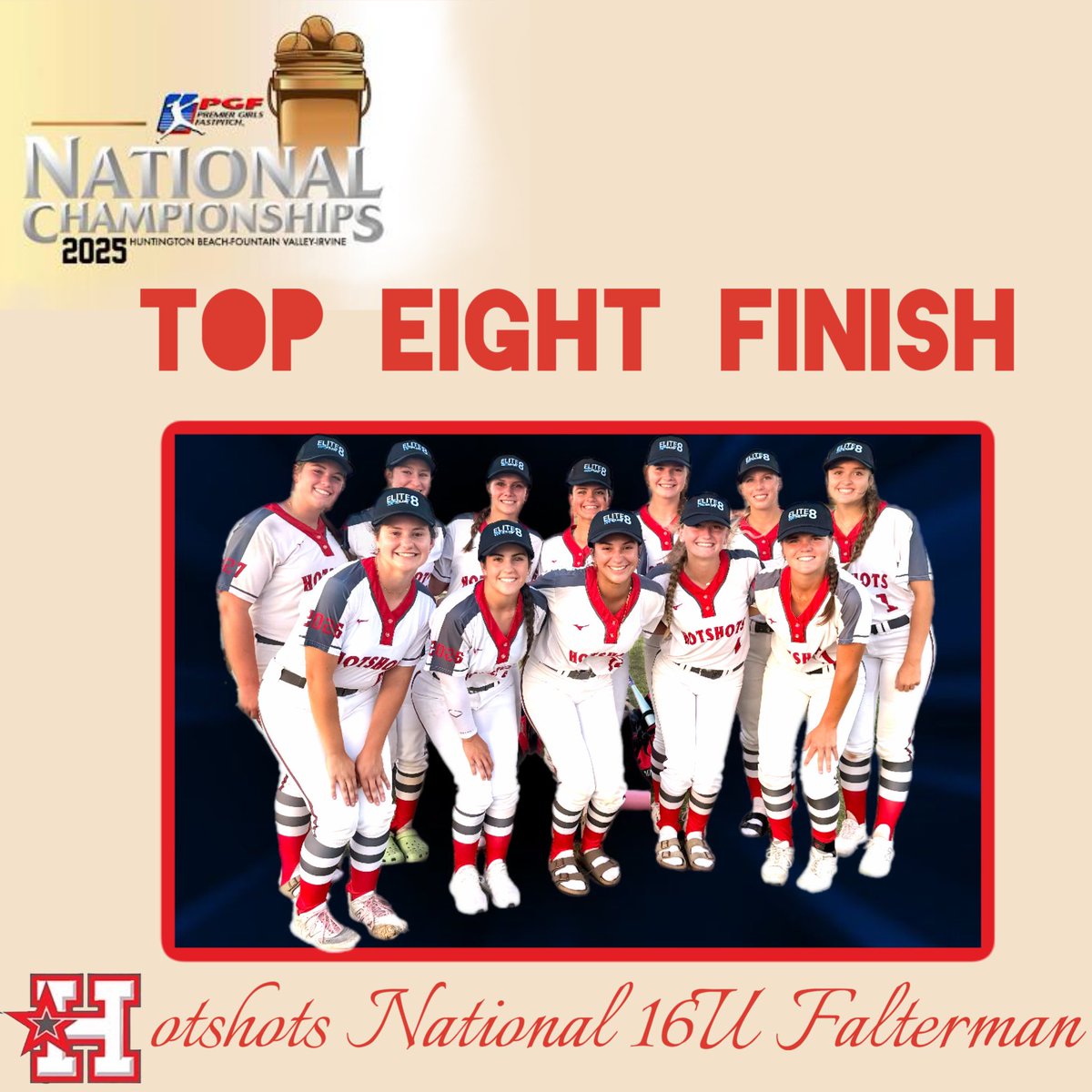 As we cheer our Hotshots 16U Galloway team on in the Final 4, wanted to congratulate our Hotshots National 16U Falterman team on a finishing in the Top 8 @ PGF Nationals 
! Two squads in the Elite 8 at the most prestigious event in the country is no small feat!!  #BangBang