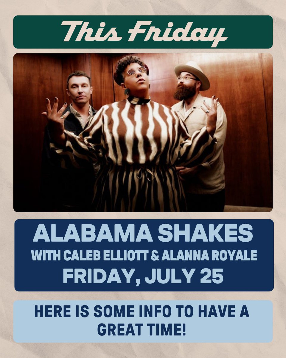 Ascend_amp's tweet image. πΆ TONIGHT - FRIDAY 7/25 πΆ Alabama Shakes with Caleb Elliott & Alanna Royale at Ascend Amphitheater!
ποΈ Gates Open: 6:00 PM
πΆ Show Time: 7:30 PM
π² Want updates on tonight's event? Text "ALABAMA" to +1 (615) 437-4413
β¬οΈ Upgrades π livemu.sc/3GHbI0u