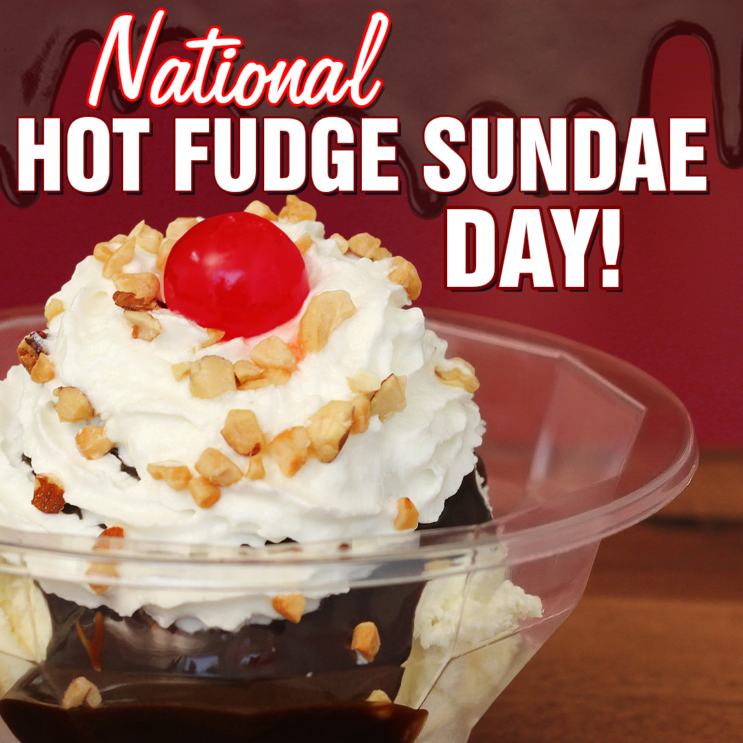 Turnin' up the heat in honor of #NationalHotFudgeSundaeDay! 🍨 Satisfy your sweet tooth and treat yourself to a Hot Fudge Sundae for $1 off, now through Sunday! What better way to celebrate? 🎉