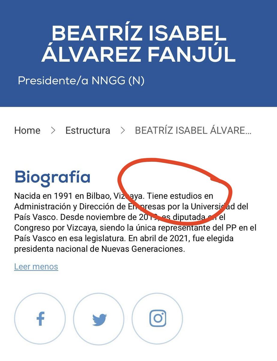 El de <a href="/bea_fanjul/">Bea Fanjul</a>, otro currículum que mengua. De "estudió" a "tiene estudios". También ha cambiado de universidad: antes en la de Deusto, ahora en la del País Vasco.

Para ser un buen político no hace falta tener una carrera. Mentir es lo que define a uno malo.