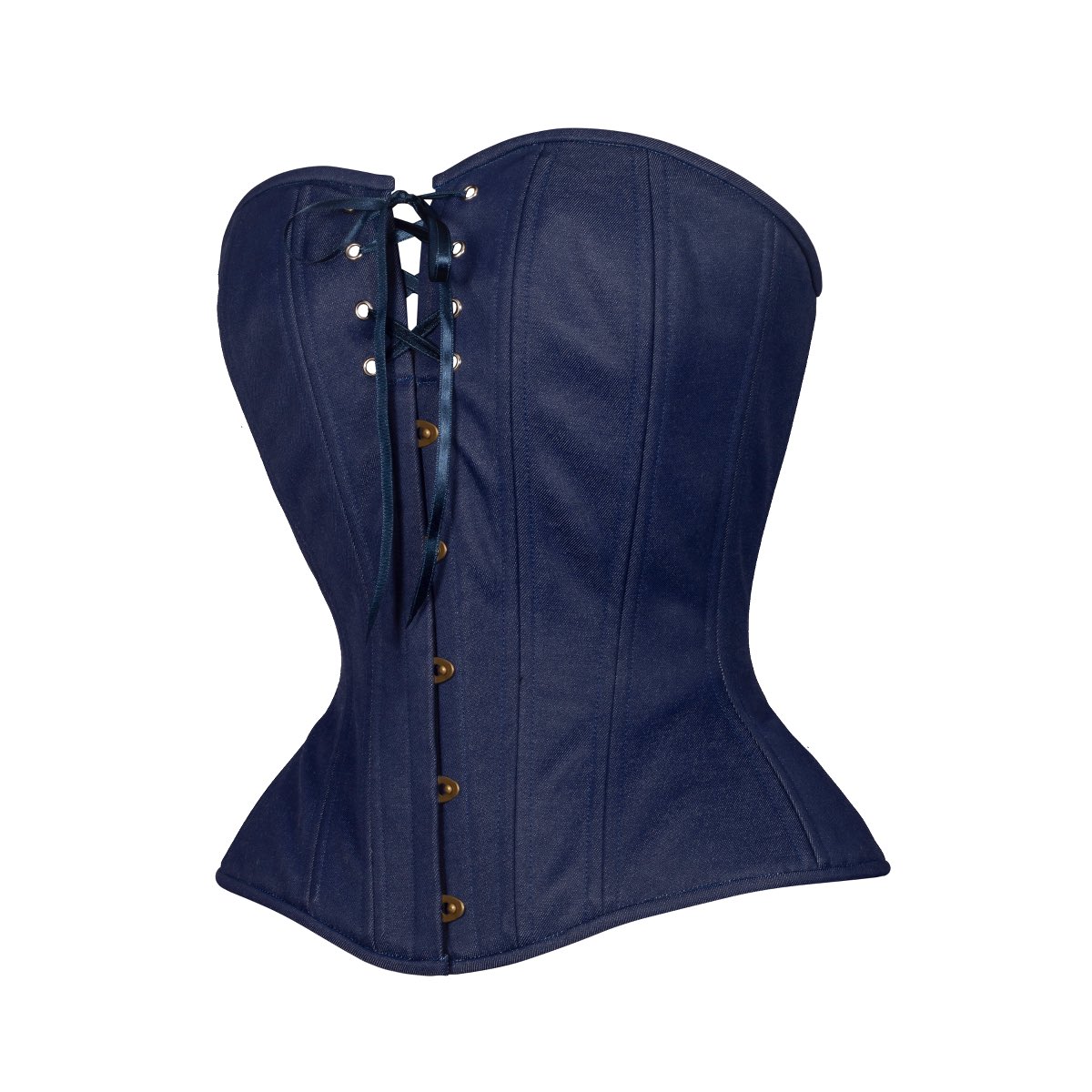 Edgy meets comfy 🖤 Our dark wash denim corset features sturdy 100% cotton, bold navy lacing, and killer shaping. Available in Libra, Hourglass Long &amp; Overbust! 💥👖

SKU - 678

 #CorsetStyle