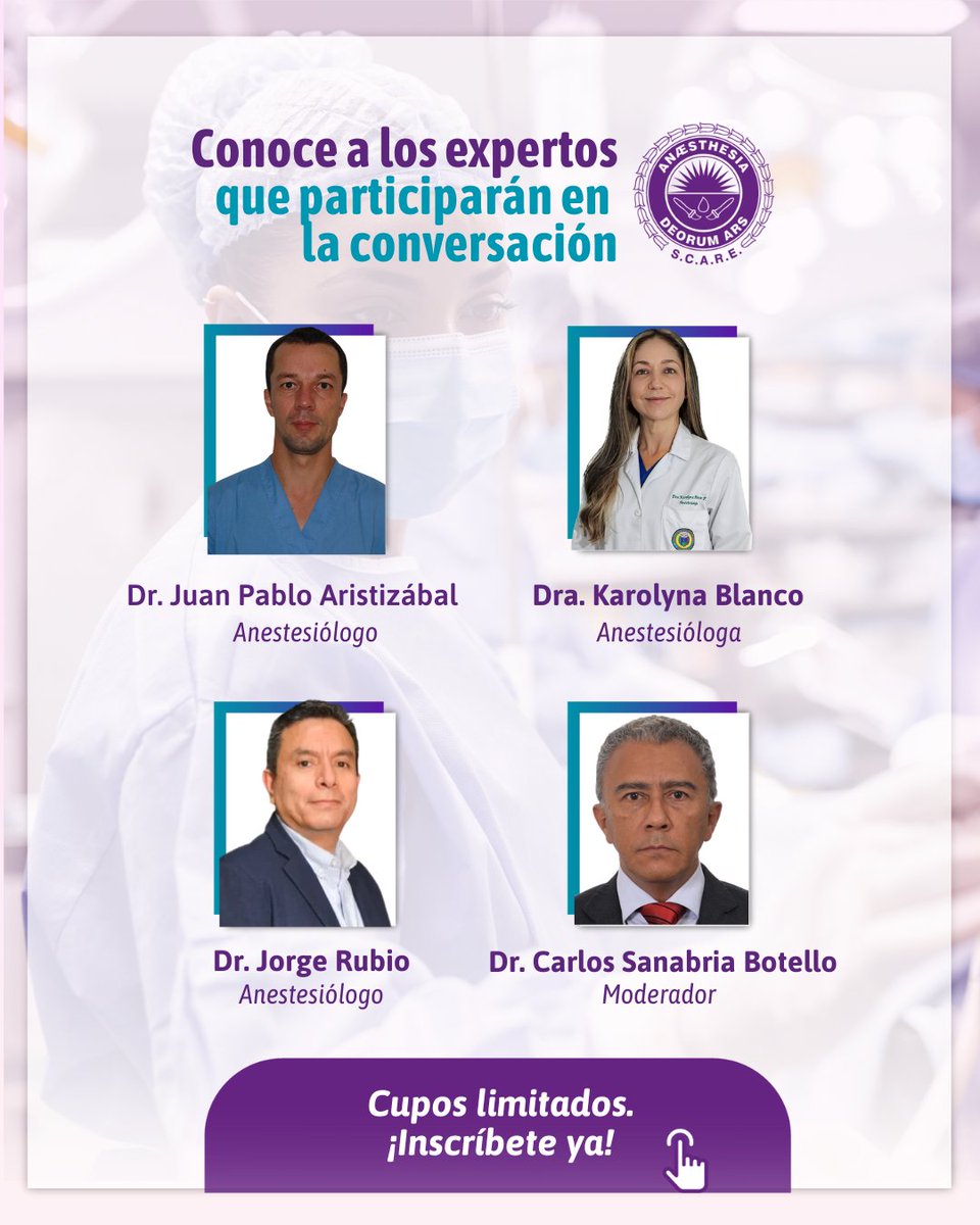 scarecolombia's tweet image. ¿Ya conoces el modelo ERAS? Conéctate al conversatorio sobre su implementación en Colombia. Este 30 de julio a las 8:00 p.m.
🔗 Inscríbete: us02web.zoom.us/meeting/regist…
#Anestesiología #SCARÉ #FormaciónMédica