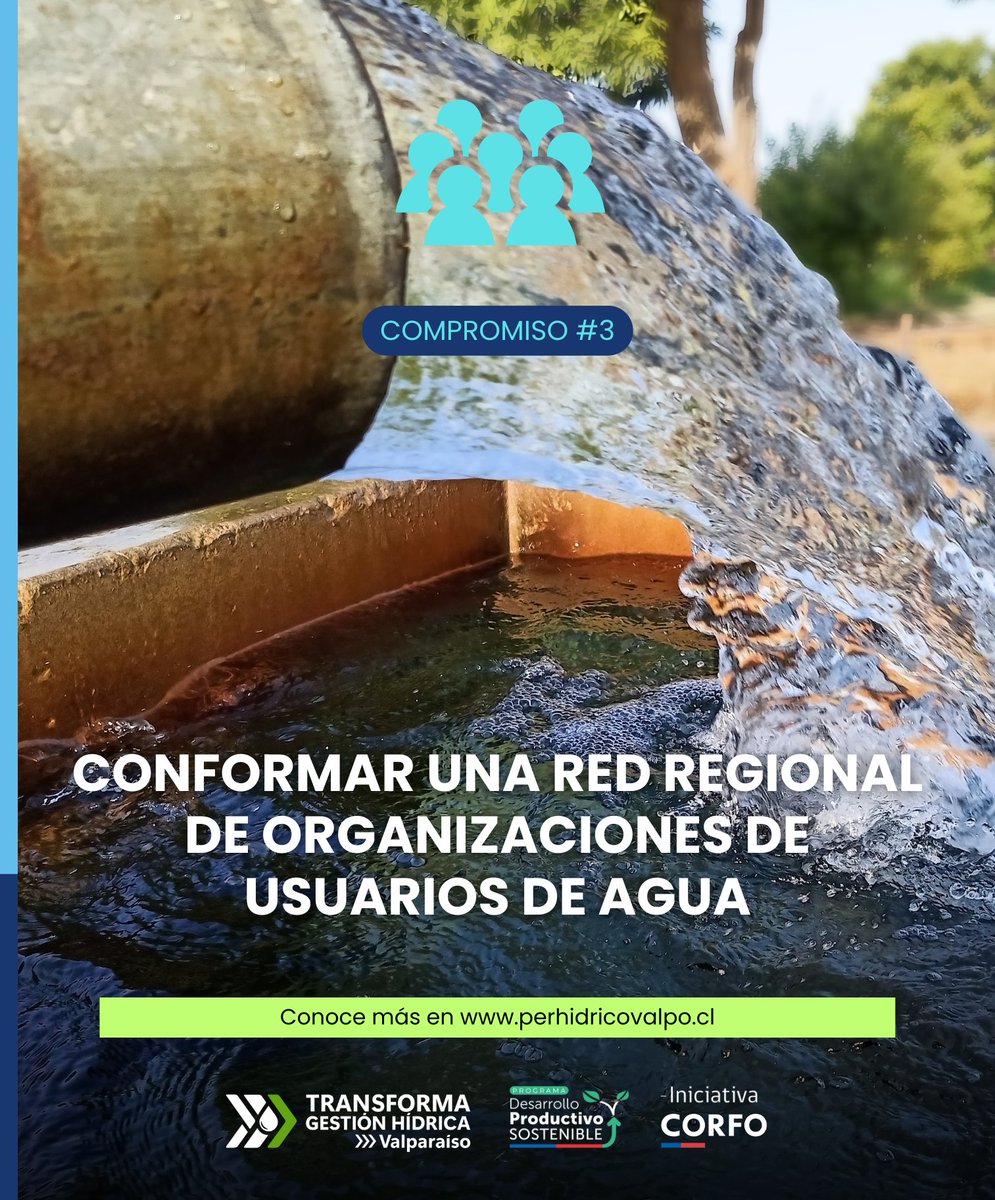 💧 #CompromisoHídrico | Otro de los ejes centrales de nuestra Hoja de Ruta es la conformación de una Red Regional de Organizaciones de Usuarios de Agua (OUA) con el fin de generar acuerdos para mejorar la eficiencia del recurso hídrico para el agro.

👉perhidricovalpo.cl