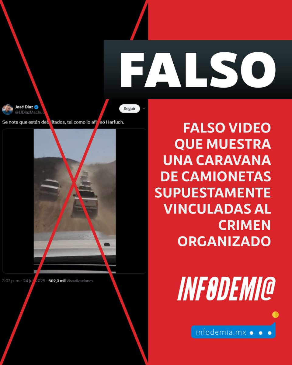 infodemiaMex's tweet image. ❌Falso video que muestra una caravana de camionetas supuestamente vinculadas al crimen organizado
✅El video que circula en redes sociales en el que se observa una caravana de camionetas Tacoma corresponde a un evento realizado por aficionados a estas camionetas en Baja…