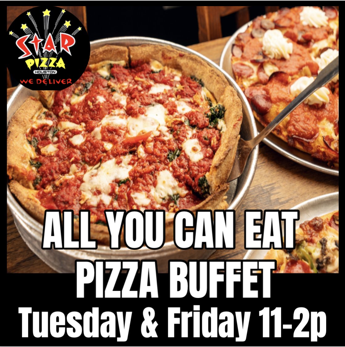 On a Friday you say? Best be on your way! 
 🍕#pizza #houston #buffet  🍕